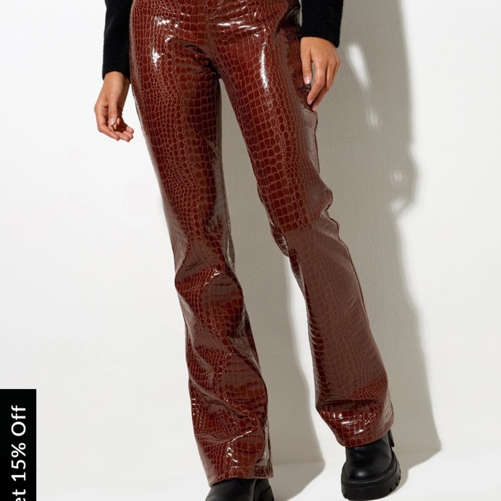 motel rocks brown leather pants